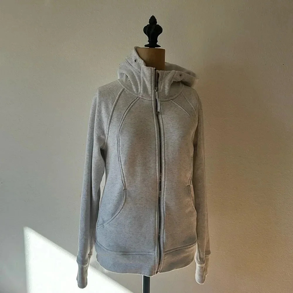 Lululemon sz 6 Scuba Hoodie Plush Heathered White / White great pre owned cond - Picture 3 of 14